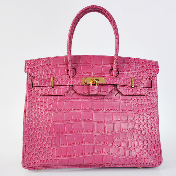 H35CSPS Hermes Birkin 35CM strisce in pelle di coccodrillo a Peach wi